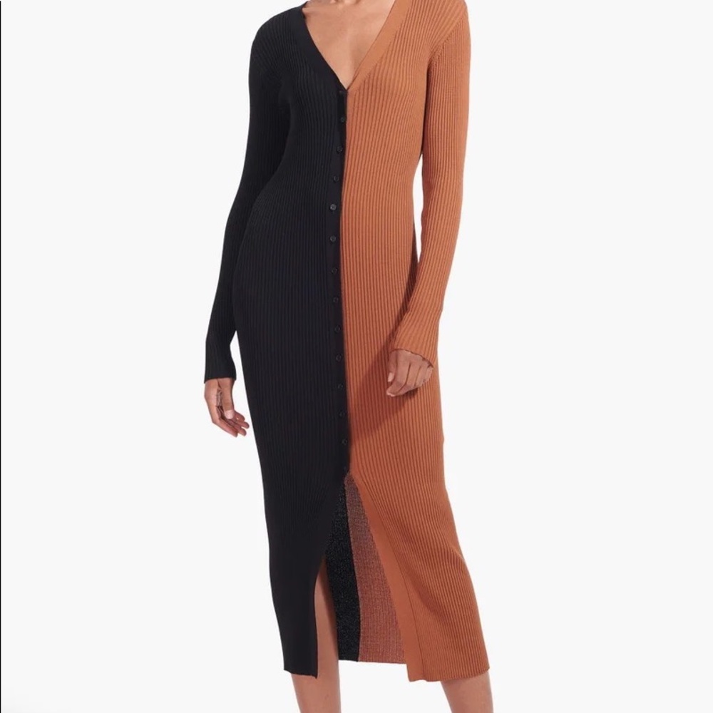 STAUD Shoko Sweater Tan Black / XS